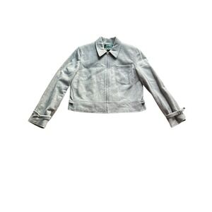 Lauren Ralph Lauren Angora Wool Blazer Women's‎ Size 12 Gray Zip Cropped Jacket